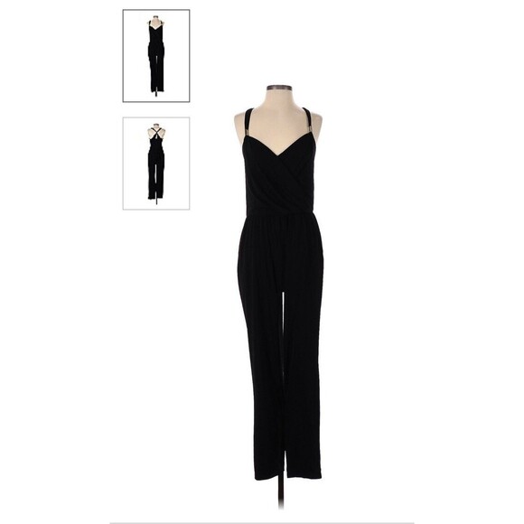 Jennifer Lopez Black Straight‎ Leg Stretch Jumpsuit Pockets Women’s XL - Picture 1 of 4